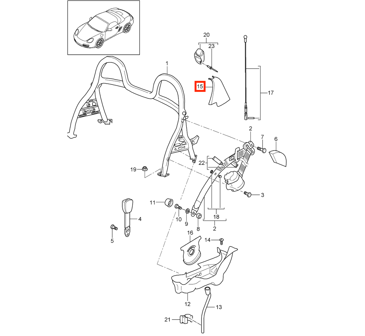 Porsche Überrollbügel-Seitenabdeckung Boxster 986 987 NEU – Ansicht 4