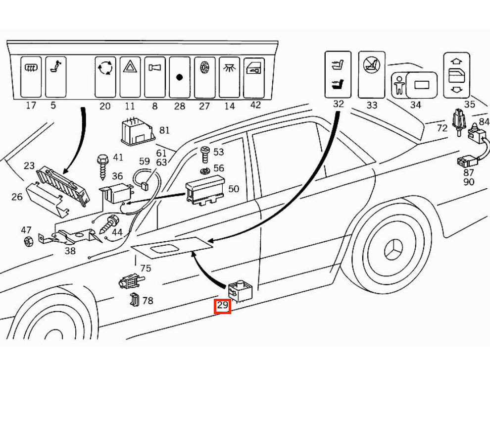 Mercedes-Benz Spiegelschalter W124 R129 R170 W202 – A1298200610 – Ansicht 4