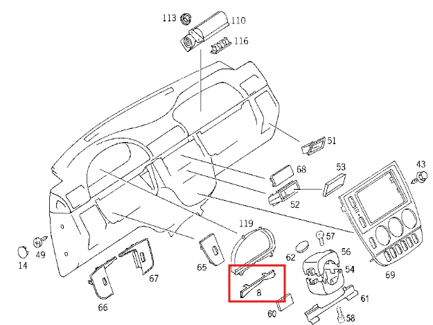 Mercedes-Benz Lenkradverkleidung oben LHD RHD W163 NEU – A1636890808 – Ansicht 4
