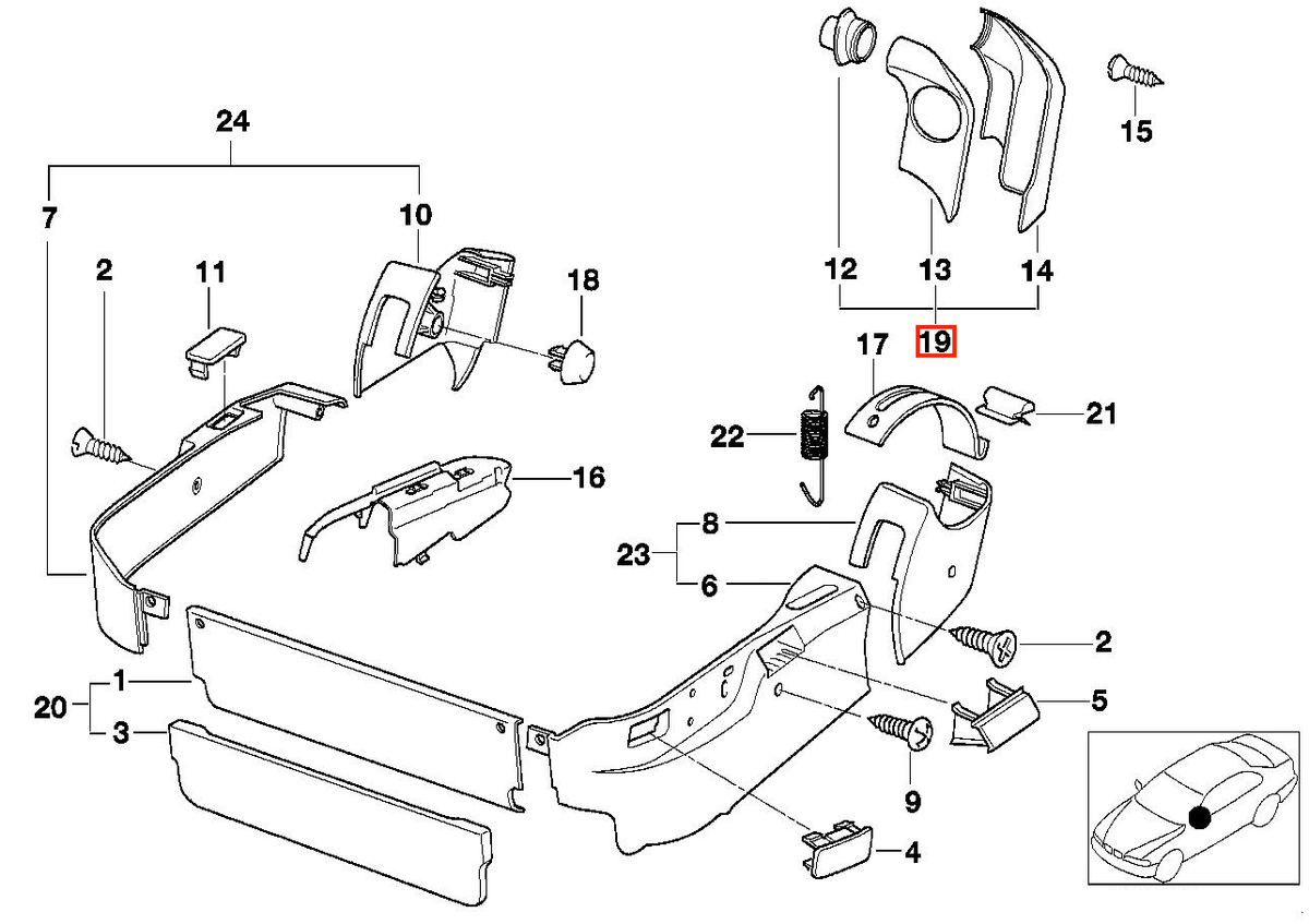 BMW E31 Sicherheitsgurt Umrandung Abdeckung Baugruppe Spezial lackiert li. od. r – Ansicht 3