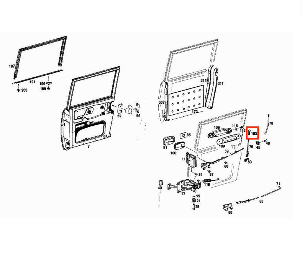 Mercedes-Benz 126 Türschlossing Knopf 2er-Satz W108 W115 W116 W124 W201 – A1107600565 – Ansicht 4