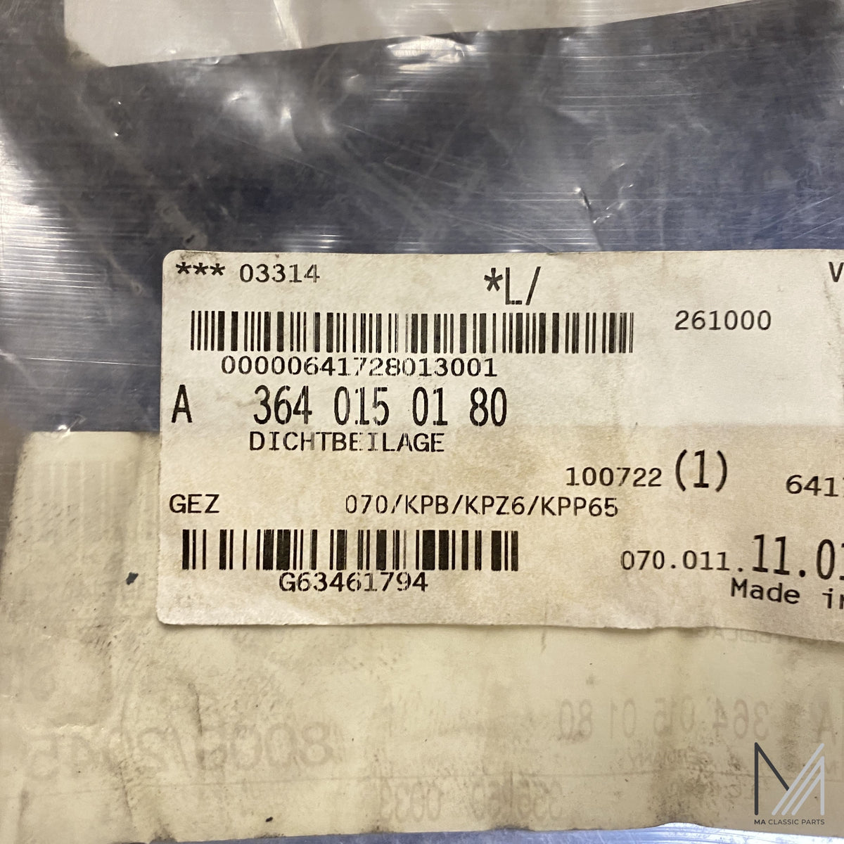 Mercedes-Benz Dichtbeilage Motor OM314 NOS – A3640150180 – Ansicht 2