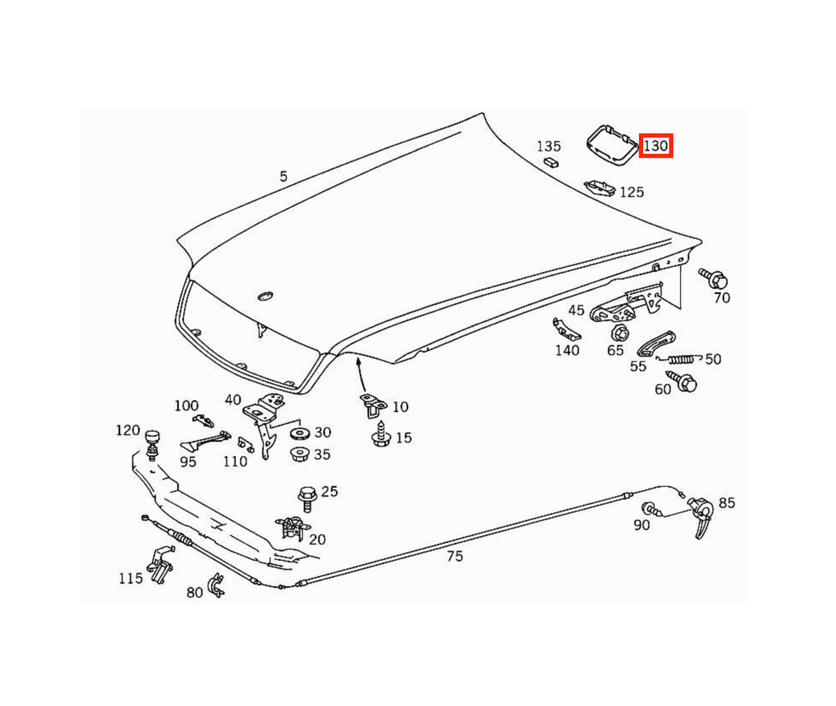 Mercedes-Benz Abdeckkappe Scheibenwaschdüse Motorhaube R129 SL NEU – A1298890525 – Ansicht 4