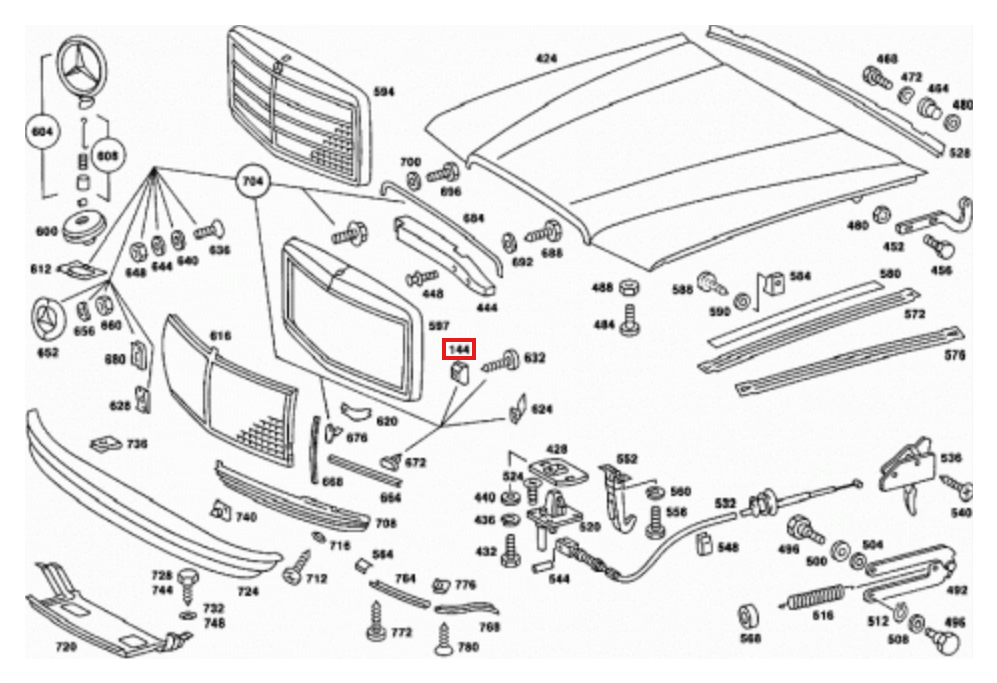 Mercedes-Benz Kühlergrill Gummipuffer 2er-Satz W116 NEU – A1169870439 – Ansicht 5