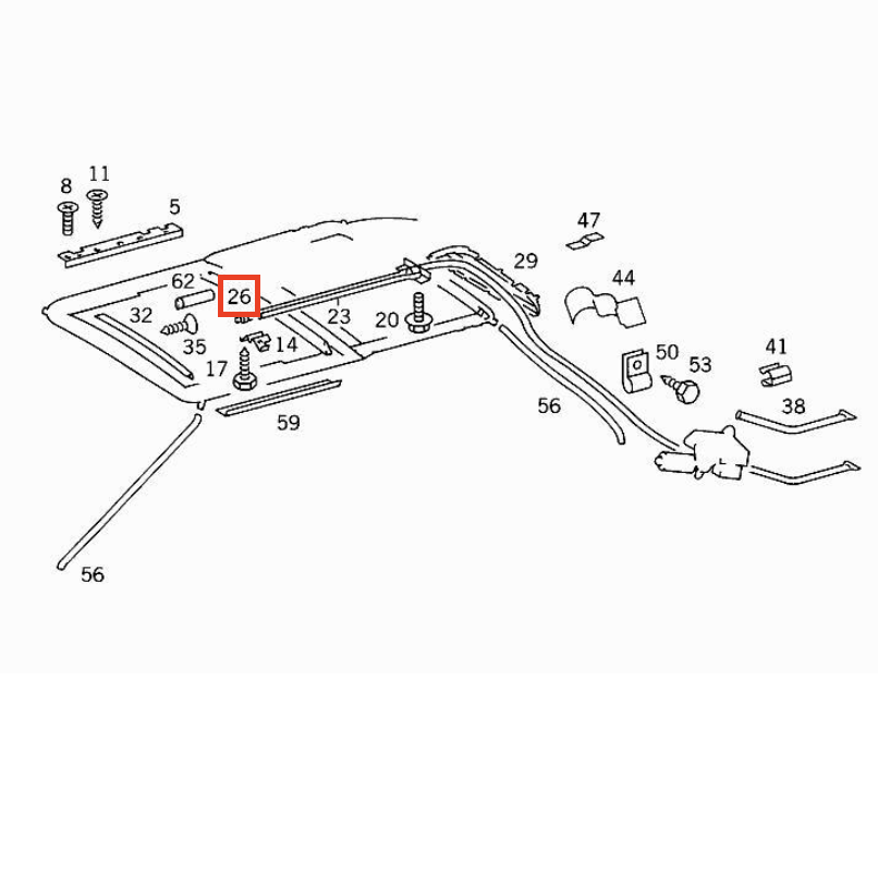 Mercedes-Benz Schiebedach Reparaturkabel W126 NEU – A1267801789 – Ansicht 2