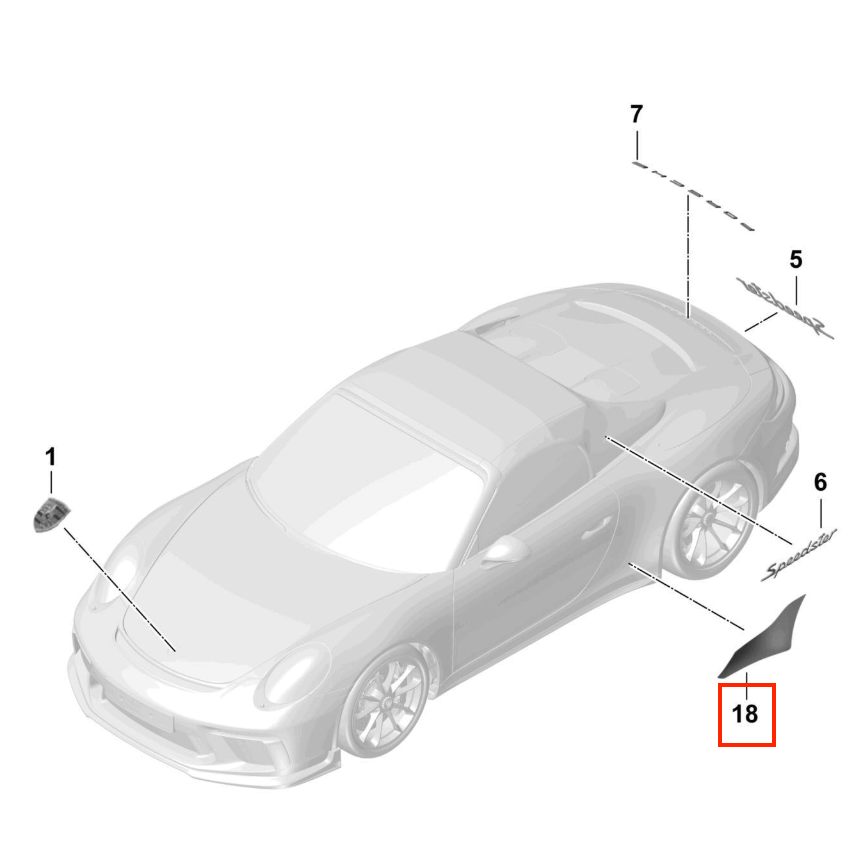 Porsche Lackschutzfolie PPF Kotflügel hinten 2er-Satz 911 991 NEU – Ansicht 3