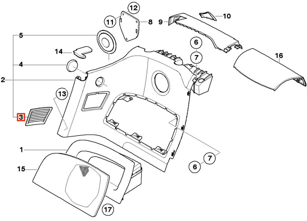 BMW Z4 Lüftungsgitter Seitenwand hinten E85 E86 NEU – Ansicht 4