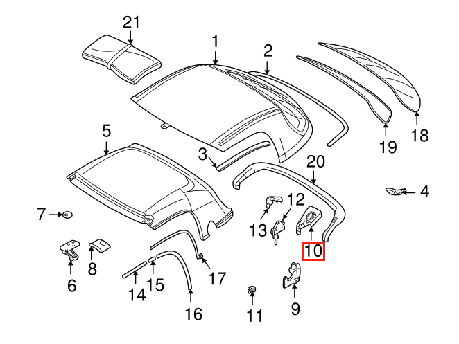 BMW Z3 Hardtop Befestigung Abdeckung Rechts – Ansicht 4