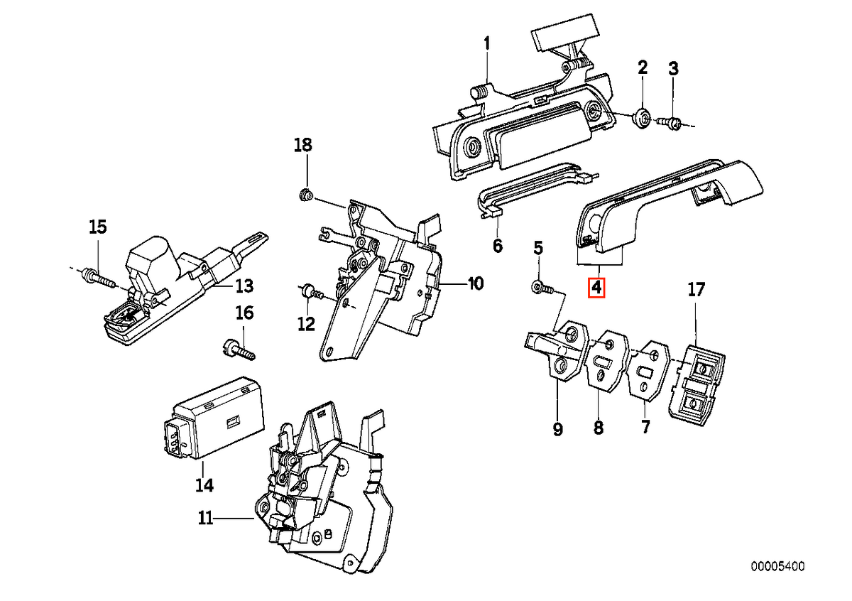 BMW E34 E36 Hinten Türgriff Surrounding Abdeckung li. od. re. Schwarz – Ansicht 4